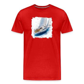 Croquis Plan de voilier - T-shirt bio Premium Homme - rouge - Devant - Damien (186cm)