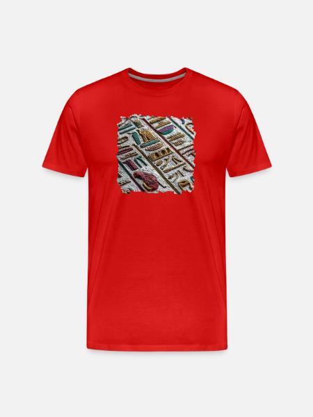 Bunte ägyptische Hieroglyphen Muster - Männer Premium Bio T-Shirt - Rot