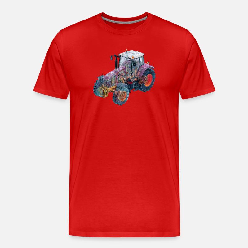 CAD-Röntgen-Traktor Farbenspiel Illustration - Männer Premium Bio T-Shirt - Rot