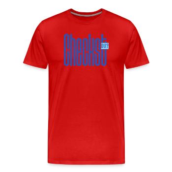Checkst DU? Funny German Slang Shirt - Männer Premium Bio T-Shirt - Rot - Vorne - Damien (186cm)
