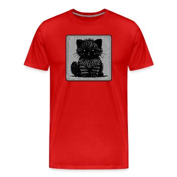 Chat flou (Monochrome) - T-shirt bio Premium Homme - rouge - Devant - Damien (186cm)