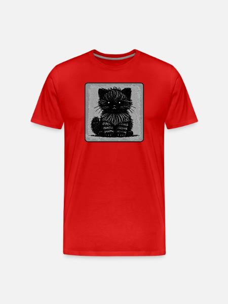 Chat flou (Monochrome) - T-shirt bio Premium Homme - rouge
