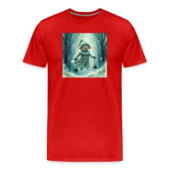 Winterelf mit Glocken - Männer Premium Bio T-Shirt - Rot - Vorne - Damien (186cm)