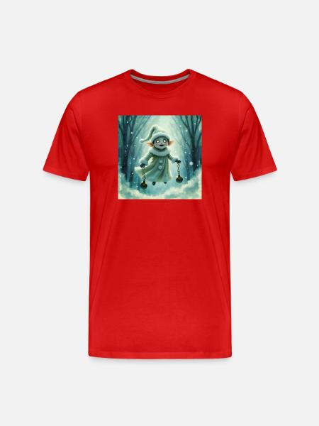 Winterelf mit Glocken - Männer Premium Bio T-Shirt - Rot