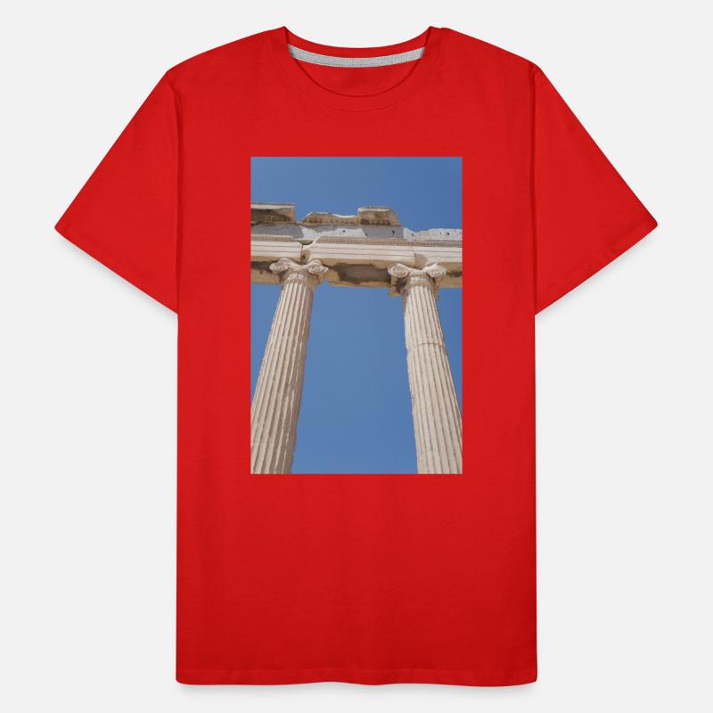 Ancient columns under blue sky, Acropolis Men's Premium Organic T-Shirt