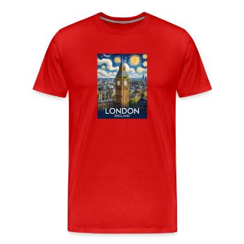 Londres - T-shirt bio Premium Homme - rouge - Devant - Damien (186cm)