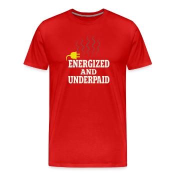 Apprentice electrician, student in the electrical trade - Men's Premium Organic T-Shirt - red - Front - Damien (186cm)