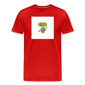 Plante bavarde cartoon humour botanique - T-shirt bio Premium Homme - rouge - Devant - Damien (186cm)