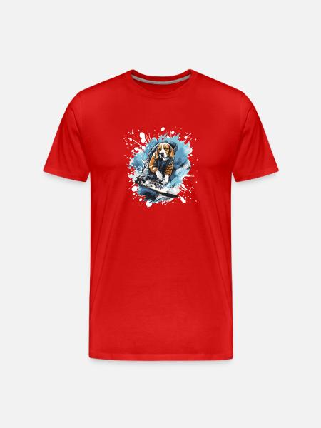 Beagle Dog Snowboard - Men's Premium Organic T-Shirt - red