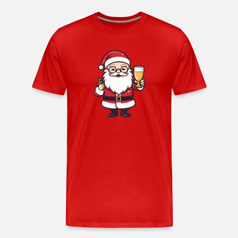 Weihnachtsmann Drinking Comic Weihnachten - Männer Premium Bio T-Shirt - Rot