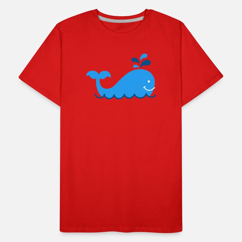 Nautic Design baleine bleue éclaboussure dessin animé T-shirt bio Premium Homme