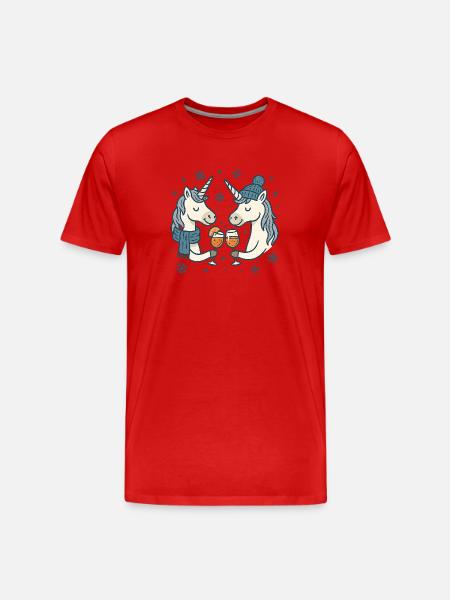 Winterzauber Einhorn-Toast - Männer Premium Bio T-Shirt - Rot