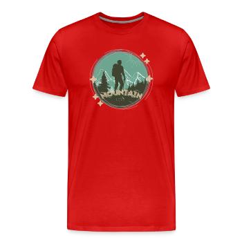 Mountain Love – Wanderer & Berge Motiv - Männer Premium Bio T-Shirt - Rot - Vorne - Damien (186cm)