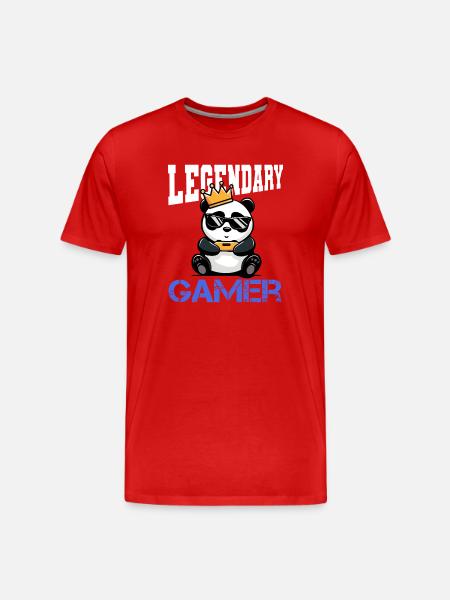 Panda Krone und controller - gamen - Männer Premium Bio T-Shirt - Rot