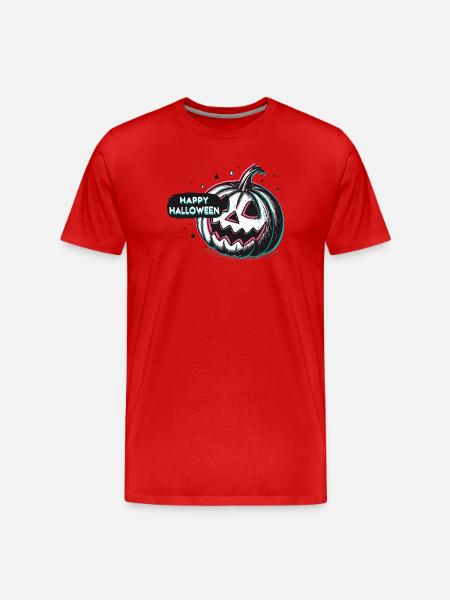 Pumpkin Retro Happy Halloween - Men's Premium Organic T-Shirt - red
