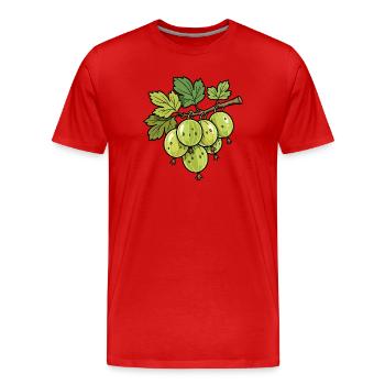 Stachelbeeren Zweig Illustration - Männer Premium Bio T-Shirt - Rot - Vorne - Damien (186cm)