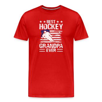 Hockey Eishockey Eishockeyspieler Opa Geschenk - Men's Premium Organic T-Shirt - red - Front - Damien (186cm)