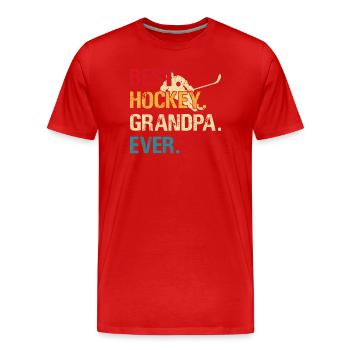Hockey Opa Eishockey Eishockeyspieler Geschenk - Men's Premium Organic T-Shirt - red - Front - Damien (186cm)