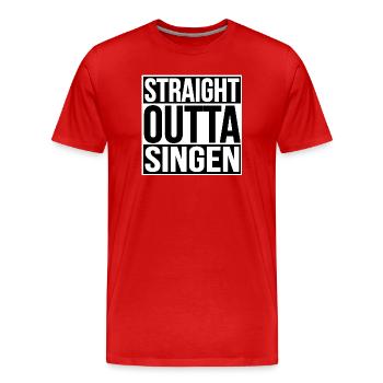 Straight Outta Singen - Männer Premium Bio T-Shirt - Rot - Vorne - Damien (186cm)