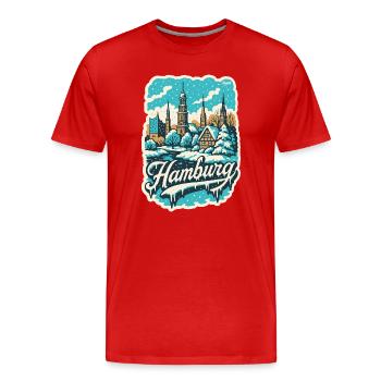 Paysage hivernal de Hambourg - T-shirt bio Premium Homme - rouge - Devant - Damien (186cm)