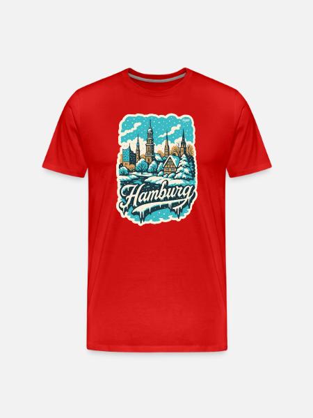 Hamburg Winter Landscape - Men's Premium Organic T-Shirt - red