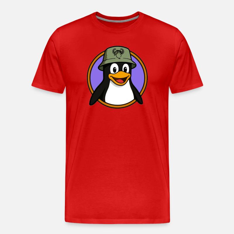 Tux Linux + GNU Hat - Men's Premium Organic T-Shirt - red