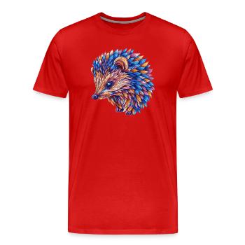 Igel Bunt - Männer Premium Bio T-Shirt - Rot - Vorne - Damien (186cm)
