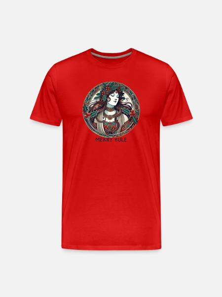 Yule Maiden Holly Circle - Men's Premium Organic T-Shirt - red