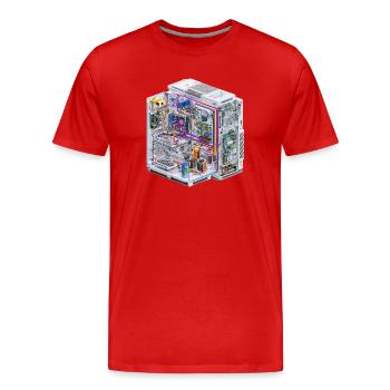 CAD Câble Art Flux de couleurs Centre de données - T-shirt bio Premium Homme - rouge - Devant - Damien (186cm)