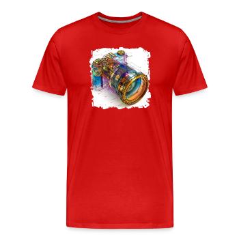 Digitalkamera als CAD-Design Blaupause - Männer Premium Bio T-Shirt - Rot - Vorne - Damien (186cm)