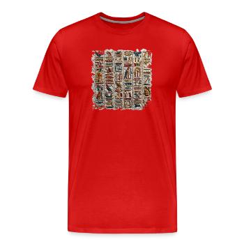 Hiéroglyphes égyptiens Relief en pierre - T-shirt bio Premium Homme - rouge - Devant - Damien (186cm)