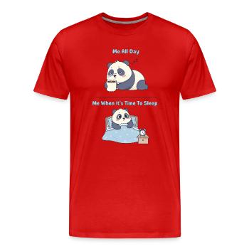 Süßer Panda Cartoon schlaflos müde Büroarbeit - Männer Premium Bio T-Shirt - Rot - Vorne - Damien (186cm)