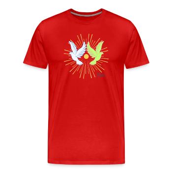 Colombes au lever du soleil Graphique - T-shirt bio Premium Homme - rouge - Devant - Damien (186cm)