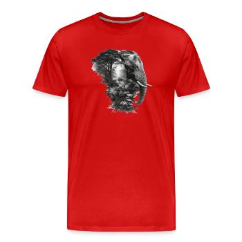 Elephant Jungle Silhouette Double - Men's Premium Organic T-Shirt - red - Front - Damien (186cm)