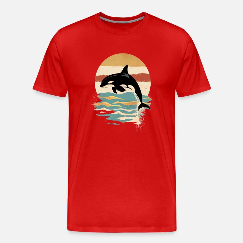 Orca Retro Sunset Ocean - Men's Premium Organic T-Shirt - red