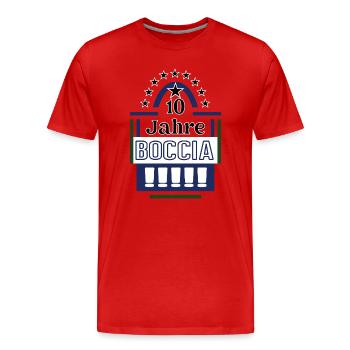 10 Jahre Boccia Jubiläum Bocciaspieler Jubilaeum - Männer Premium Bio T-Shirt - Rot - Vorne - Damien (186cm)