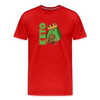 Keto King – Low Carb & High Fat Lifestyle Design - Men's Premium Organic T-Shirt - red - Front - Damien (186cm)