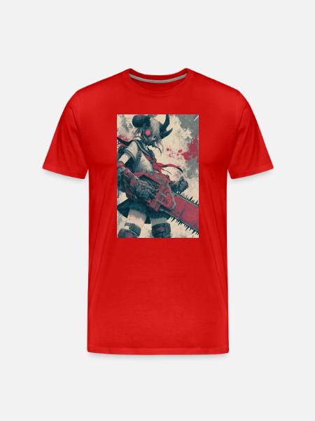 Crimson Chainsaw Hunter - Men's Premium Organic T-Shirt - red