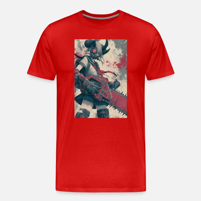 Purpurroter Kettensägenjäger - Männer Premium Bio T-Shirt - Rot