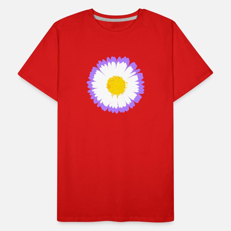 Lila Daisy Bloom mit gelbem Kern Männer Premium Bio T-Shirt