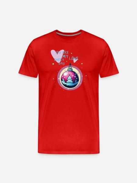 Weihnachtskugel Liebe - Männer Premium Bio T-Shirt - Rot
