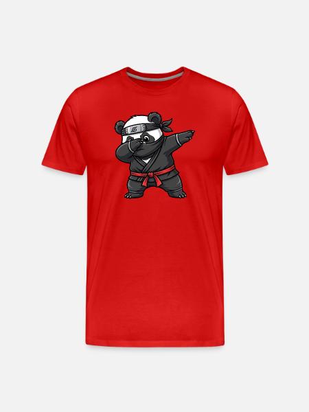 Ninja Panda Samurai Japan Tradition - Men's Premium Organic T-Shirt - red