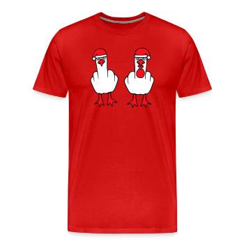 2 Möwen Mittelfinger Beleidigung Weihnachten Team - Männer Premium Bio T-Shirt - Rot - Vorne - Damien (186cm)
