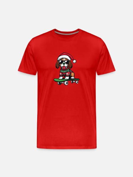Beagle Dog Christmas Funny - Men's Premium Organic T-Shirt - red