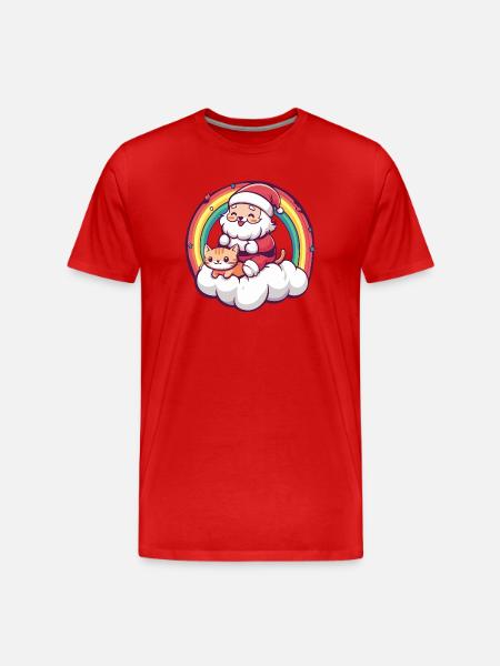 Cat Santa Claus Christmas - Men's Premium Organic T-Shirt - red