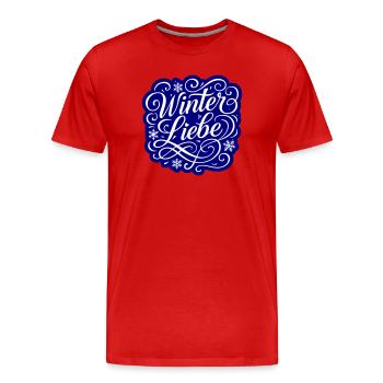 Winter Love Heart Wintery - Men's Premium Organic T-Shirt - red - Front - Damien (186cm)