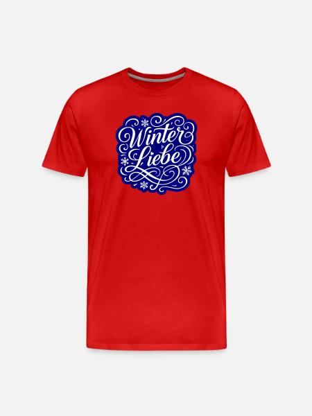Winter Liebe Herz Winterlich - Männer Premium Bio T-Shirt - Rot