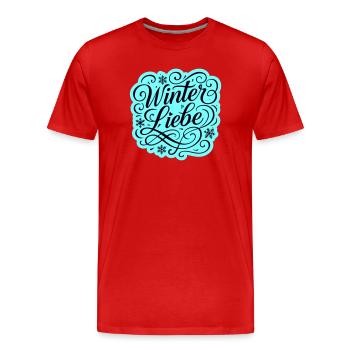 Winter Love Heart Wintery - Men's Premium Organic T-Shirt - red - Front - Damien (186cm)