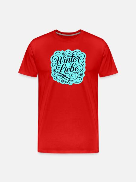 Winter Liebe Herz Winterlich - Männer Premium Bio T-Shirt - Rot