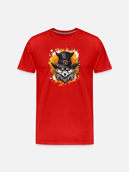 Wolf's Witch Hat Portrait - Men's Premium Organic T-Shirt - red